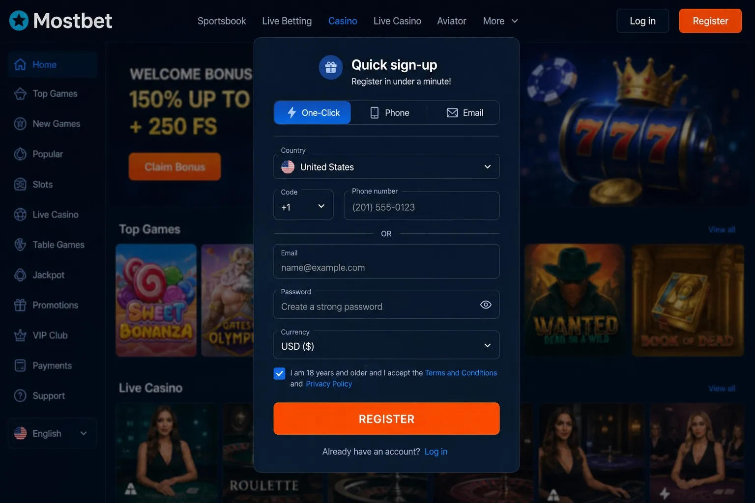 Mostbet registration — four ways to open an account