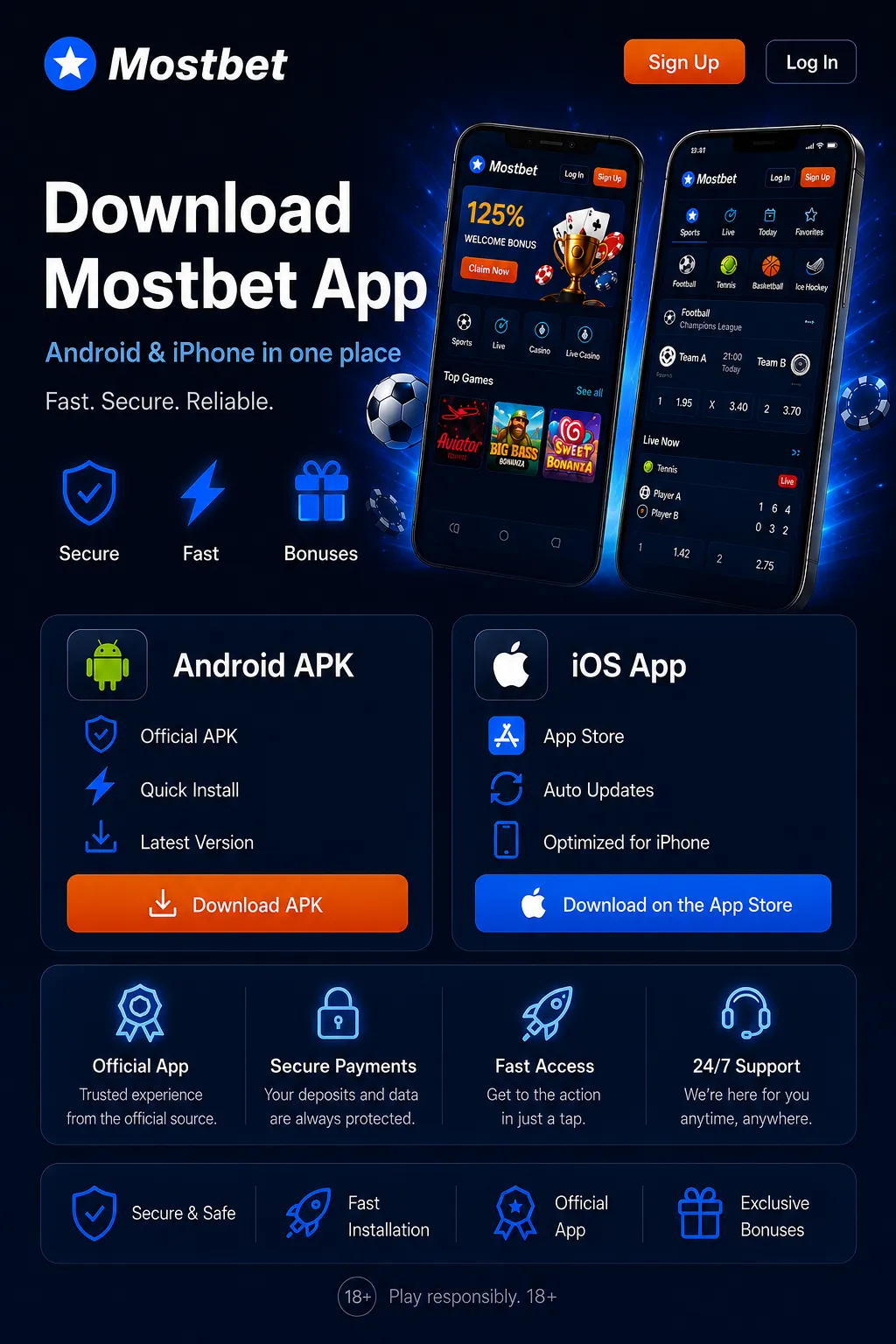 Mostbet app for Android and iOS — mobile betting interface