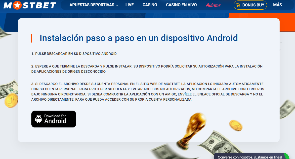 Pasos para instalar el APK Mostbet